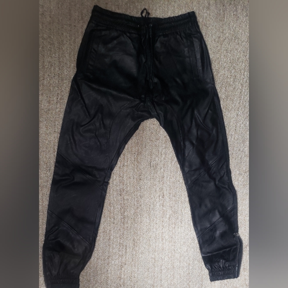 Black Leatherish Sweat Pants